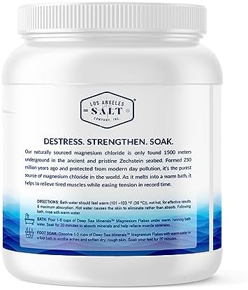 Deep Sea Minerals Magnesium Bath Flakes - 4.4 Lbs Jar, Zechstein Inside, Natural Bathing Alternative to Epsom Salt | Fast Absorbing Body & Foot Bath Soak for Relaxation & Muscle Relief