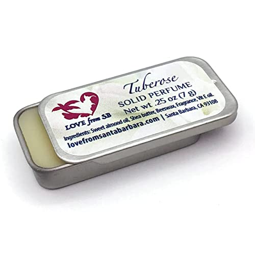 Compact Personal Tuberose Solid Perfume | Luxurious Artisan Spa Gift for Her | Convenient, fits in your purse or travel bag | Tuberose Perfume