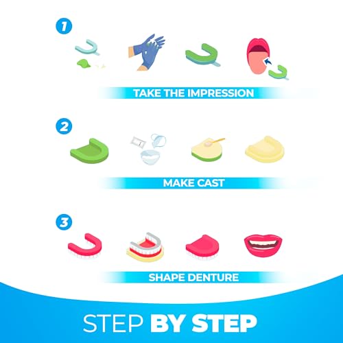 DIY Dentures, Customizable Kit with 12 Pieces, Simple to Use. Dentures Upper and Lower, Home Denture Solution for an Ideal Smile, Women and Men