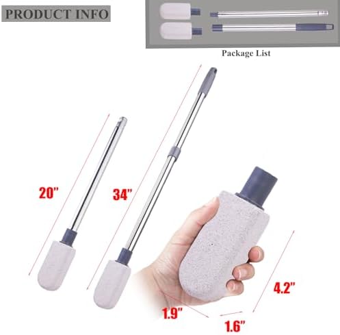 Pumice Stone for Feet, Foot Dead Skin Scrubber with 30" Long Handle Set, Feet File Callus Remover for Exfoliation, Foot Scrub Shower Pedicure Tools Foot Care Stone