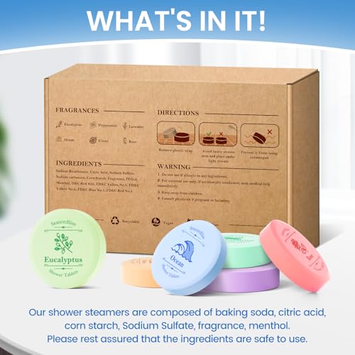 Shower Steamers 30 PCS with Individually Wrapped, Shower Bombs for Women with 6 Rich Scents, Rose Peppermint Citrus Eucalyptus Ocean Lavender, Christmas Birthday Mother's Day Present for Mom Wife Men
