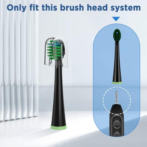 Replacement Toothbrush Heads for All Waterpik Sonic Fusion Models (SF-01, SF-02, SF-03, and SF-04 Series), Compact, with Covers, 5 Count, Black