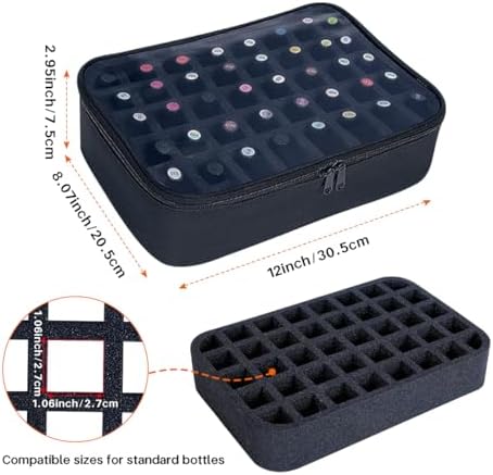 Small Clear Nail Polish Organizer Holds 40 bottles(15ml-0.5fl.oz) Nail Polish Case Multifunctional Nail Polish Bag organizer, Cosmetic Travel Makeup Bags for Women Black