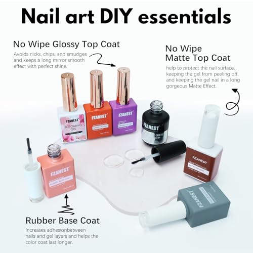 FZANEST 130Pcs 15ml Gel Nail Polish Set With Rubber Base Top Matte Coat 120 Colors Pink Nude Red Blue White All Seasons Gel Polish Kit Nail Art Starter For Nail Salon Home Gifts for Women and Girls