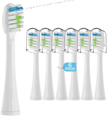 6 Pack Replacement Replacement Brush Heads for Waterpik Sonic Fusion Flossing Toothbrush Compatible with Sonic Fusion SF01/SF02 and Sonic Fusion 2.0 SF03/SF04- White with Caps