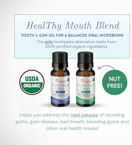 Nut Free Healthy Mouth Blend Organic Tooth Oil, Made in The USA Fluoride Free Toothpaste & Mouthwash Alternative, Natural Rinse for Healthy Teeth & Gums for Women, Men and Kids, Pack of 3