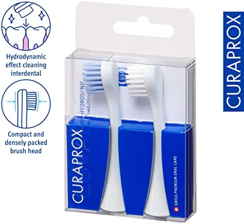 Curaprox Hydrosonic Brush Heads Sensitive Duo – for Gentle Gum Care & Daily Cleaning | Sonic Toothbrush Replacement Heads, 2-Pack | Swiss Made