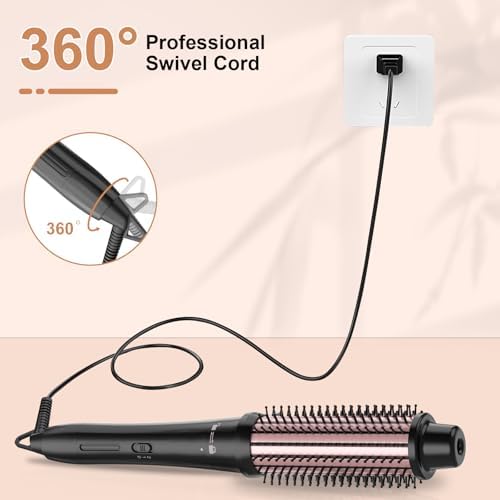 Thermal Brush 1 1/2 Inch Hair Curling Iron, Hot Loose Heated Round Brush Curling Wand Hairstyling Tools, Gift for Girls Women (Rose Gold)