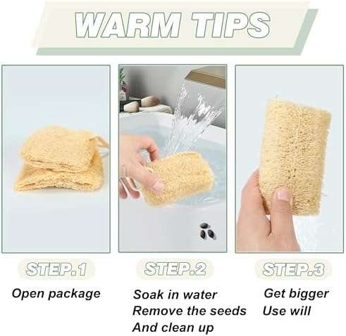 Natural Loofah Sponge Organic Loofa Set 6 Pack,Exfoliating Body Scrubber Shower Luffa Men and Women for Bath Cleaning Skin Back and Face Eco Tool