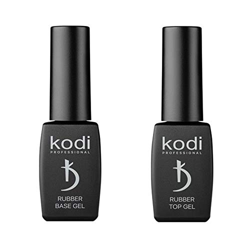 Kodi Professional BEST SET 2in1 Rubber BASE 8ml. (0.27oz) + Rubber TOP 7ml. (0.24oz) Gel LED/UV Nail Polish Coat Soak Off Original