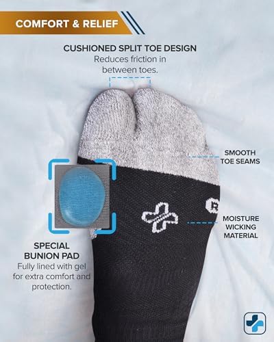 Doctor's Select 2 Pairs Bunion Socks for Women and Men - Copper & Bamboo Viscose infused Bunion Relief Socks | Toe Separator