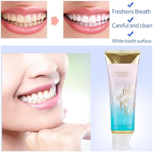 Peach Mint Toothpaste, Intensive Whitening Toothpaste with Natural Gentle Care Deep Stain Removal Clean Peach Flavor, Improves Gum Health, Fresh Breath (1)