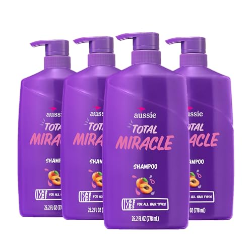 Aussie Total Miracle with Apricot & Macadamia Oil, Paraben Free Shampoo, 26.2 fl oz Pack of 4