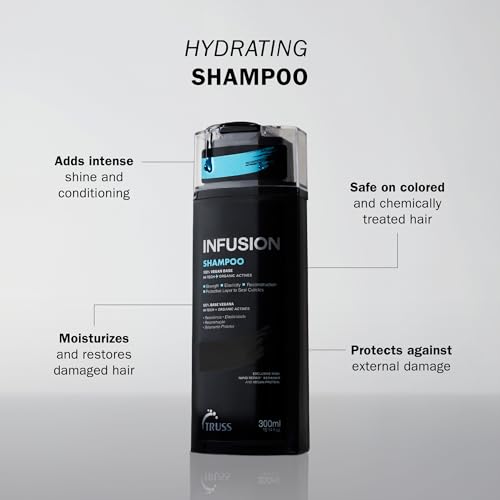 TRUSS Infusion Hair Shampoo - Cleansing Shampoo for Dry Hair Repair, Hydration and Protection - 100% Vegan, Color-Safe Formula with Anti-Aging Benefits (300 ml)