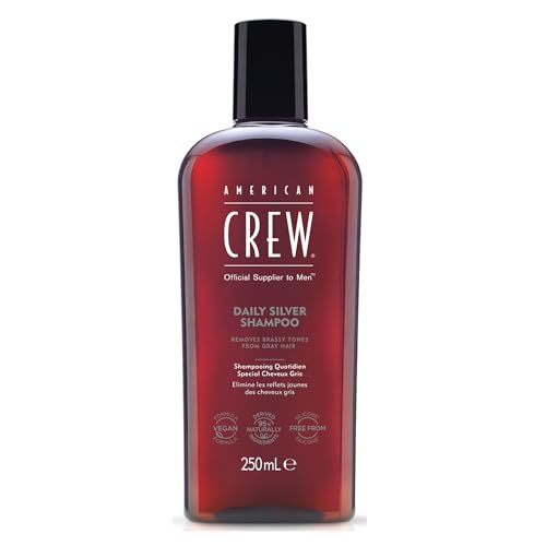 American Crew Men's Shampoo, Daily Silver, Removes Brassy Tones, Naturally Derived, Vegan Formula, 8.4 Fl Oz