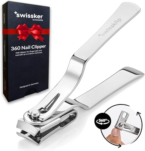 Swissklip Nail Clippers for Men & Women | Finger Nail Clippers for Adult with 360 Degree Rotating Head I Fingernail Clippers for Women I Surgical-Grade Stainless Steel Material