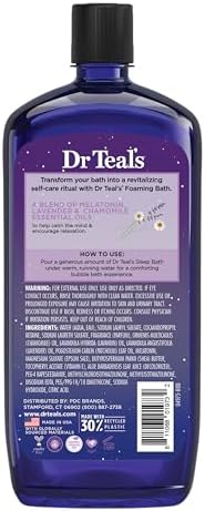 Dr Teal's Foaming Bath with Pure Epsom Salt, Sleep Blend with Melatonin, Lavender & Chamomile Essential Oils, 34 fl oz (Pack of 2)
