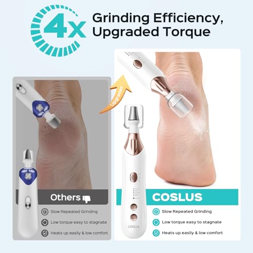 COSLUS Professional Manicure Pedicure Kit, 5-in-1 Electric Nail File for Toenail Hand Feet Care - Wider Grinder for Thick Nails, Cordless, 5 Speed, for Men Women Seniors Home Salon, White, C43(END10)