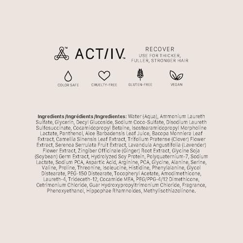 ACTIIV Recover Thickening Shampoo Treatment For Men | Supports the Appearance of Fuller, Healthier-Looking Hair, Supports Scalp Health, Plant-Based, Color-Safe, Vegan,All Hair Types