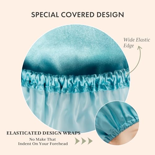 AmazerBath Shower Cap, 4-Pack Shower Caps for Women, Double Waterproof Layers Bathing Shower Hair Caps Protection EVA Shower Caps Reusable, Large Size