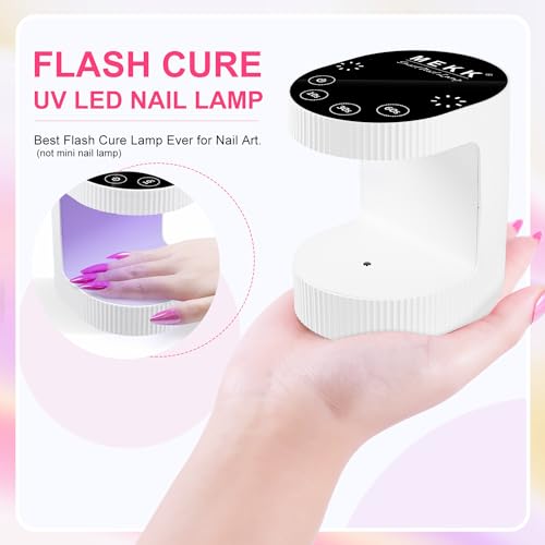 MEKK Cordless Mini UV Light for Gel Nails - 24W Rechargeable Mini UV LED Nail Lamp with Touch Control & Auto Sensor,Small Flash Cure Lamp,4 Timers,Portable Nail Light for Salon & Home(White)