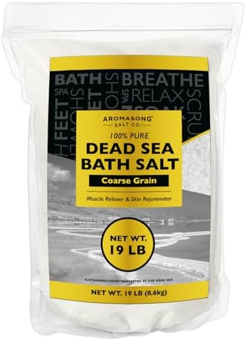 Aromasong Dead Sea Salt for Soaking - Coarse Grain Bath Salt Soak - 19 Lbs Bulk Resealable Pack - Leaves Your Skin Softer Then Epsom Salt