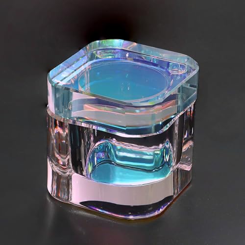Udefineit Nails Tips Art Dappen Dish with Lid, Heavy Duty Crystal Glass Liquid Powder Dappen Monomer Cup, Dazzling Colorized Glaze Nail Art Brush Washing Container for Professional & Home Use