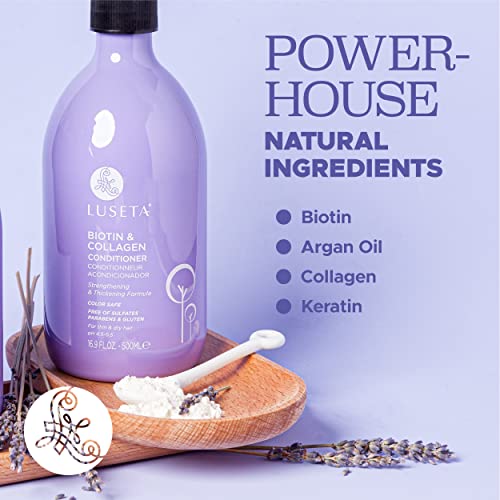 Luseta Biotin & Collagen Conditioner Thickening for Hair Loss, 16.9oz Biotin Hair Conditioner for Hair Growth - Infused with Argan Oil to Repair Damaged Dry Hair - Sulfate Free Paraben Free