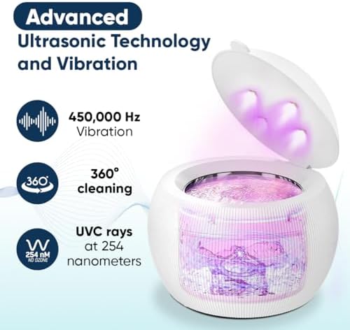 Swissklip ShinePod Ultrasonic Dental Cleaning Pod | Ultrasonic Retainer Cleaner Machine | Mouth Guard Cleaner| Night Guard Cleaner| Aligner Cleaner | Denture Cleaner - White