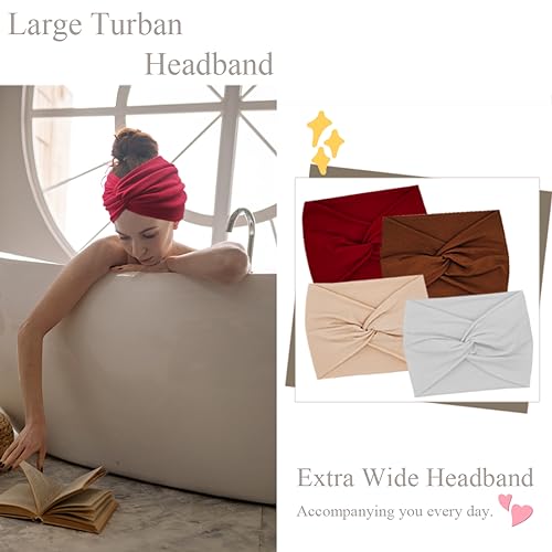 Extra Wide Headbands For Women 7'' Large Headband Twist Head Bands Women's Hair Band Stretchy Turban Styling Accessories 8 Pack