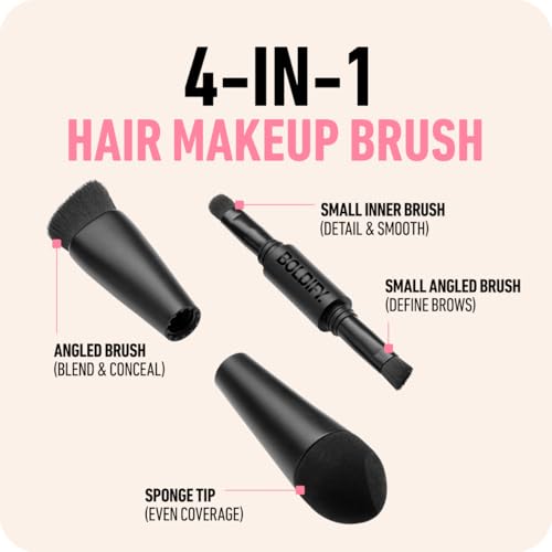 BOLDIFY Four Ended Hairline Powder Brush - Precision Hair Makeup Brush Set with Sponge Tip for Seamless Blending - Ideal as a Hair Concealer/Contour, Root Touch Up