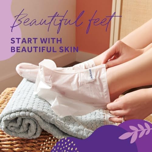 Amopé PediMask 20-Minute Foot Mask, Intensely Moisturizing Socks, Rejuvenates & Soothes, Self-Care, w/ Lavender Oil, Urea, a Blend of Moisturizers & Vitamin Complex for Long Lasting Hydration, 3 pair