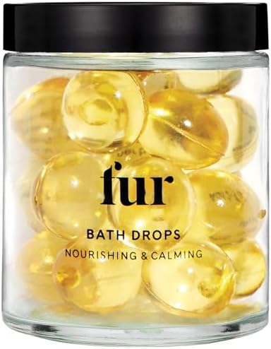 Fur Bath Drops- Fur Oil to Moisturize and Soothe Your Skin in a Natural Dissolvable Seaweed Capsule for a Relaxing Bath, with Grapeseed, Jojoba, and Clary Sage Oil - 18 Capsules