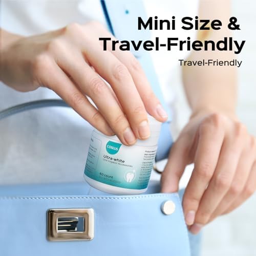 COSLUS Whitening Water Flosser Replacement Tips with 60 Pcs Mint Refills: Compatible with C20 (F5020E) & E40 (WFP14) Portable Water Flossers – Improve Stains Gently& Fresh Breath for Daily Oral Care
