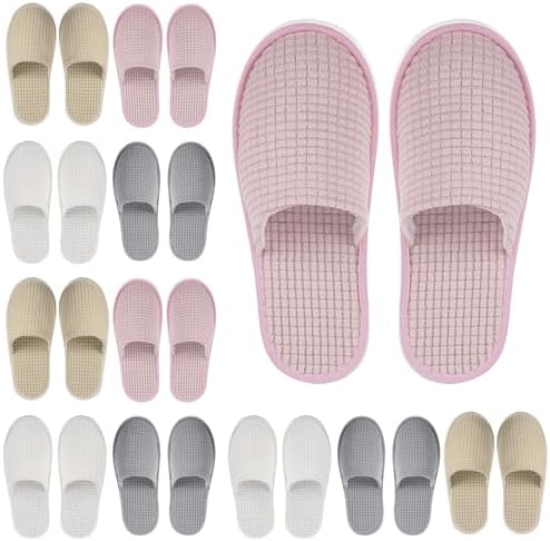 Geyoga 12 Pair House Slipper for Guest Non Slip Disposable Slipper for Travel Washable Reusable Closed Toe Hotel Bridesmaid Indoor Spa Wedding Party Shoeless Home