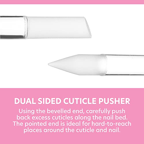 Bona Fide Beauty Glass Cuticle Pusher Set of 2 Manicure Nail Care Tools, 2PC Premium Clear Glass Manicure Sticks