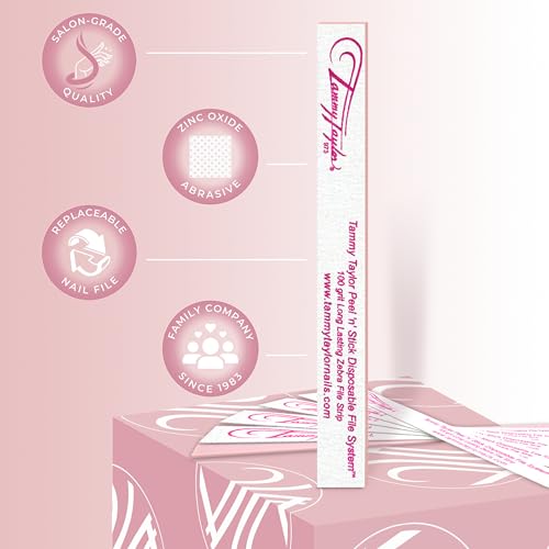 Tammy Taylor Zebra Disposable Nail File with 100/180 Grit for Artificial & Natural Nails - 25 Count Pink Coarse/Medium Grit - Professional Emery Boards for Acrylic, Gel & Nail Art