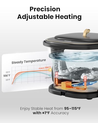 Puboo Collapsible Foot Spa Bath with Heat, Remote & Timer, 16 Massage Balls, Support Rods – Heated Pedicure Soaking Tub for Stress Relief, Great Gift for Family and Friends