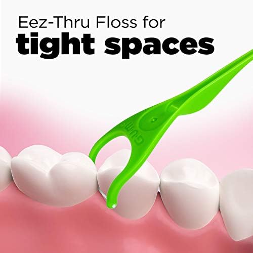 GUM Angled Floss Picks, Perfect for Tight Teeth, Extra Strong Shred-Resistant Dental Floss, Angled for Easy Reach, Dental Flossers for Adults, Fresh Mint Flavor, 75 Count
