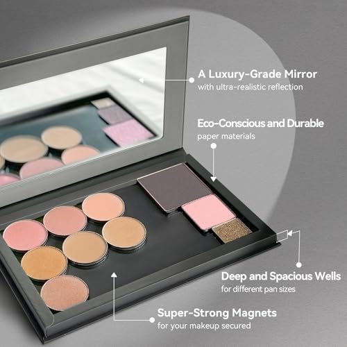 Magnetic Empty Eyeshadow Palette, Makeup Pans Organizer With Mirror Inside, 3D Frosted Finish Art Paper Palette (Cosmic Mystery)