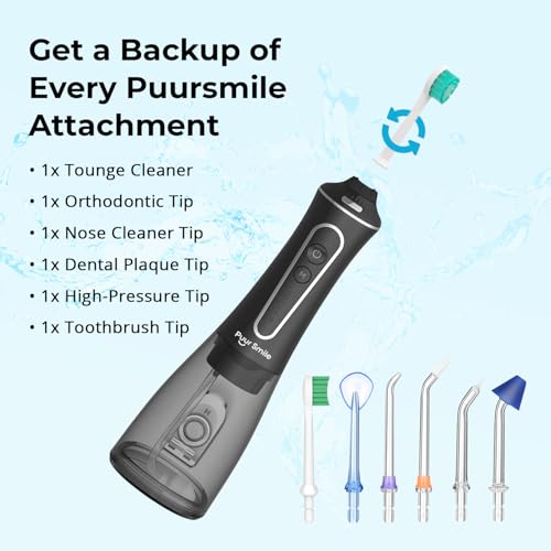 Replacement Tips for Puur Smile Water Flosser – 6x Water Dental Flosser Tip | Oral Irrigator Jet Tip | Advanced Dental Care for a Healthier Mouth, Gum, and Teeth | Water Flosser Head