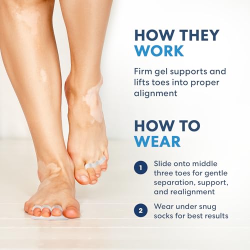 Dr. Frederick's Original Hard Hammer Toe Gels - 2 Pairs - Hammertoe Support Crest for Women & Men - Cushion & Temporary Splint for Toe Alignment, Crooked Toes, and Pain Relief - Clear - 3 Loop Design