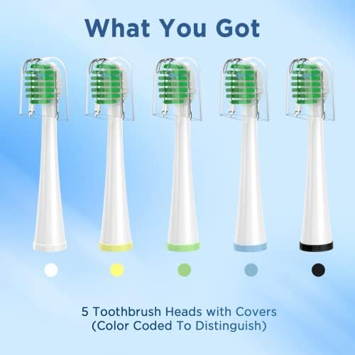 Replacement Toothbrush Heads for All Waterpik Sonic Fusion Models (SF-01, SF-02, SF-03, and SF-04 Series), Compact, with Covers, 5 Count, White