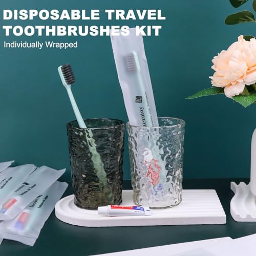 Disposable Toothbrushes with Toothpaste,30 Pack Green Individually Wrapped Disposable Travel Toothbrushes Kit in Bulk for Homeless,Nursing Home,Hotel,Charity