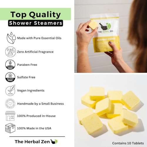 Morning Energy Shower Steamers Aromatherapy with Peppermint and Lemon Essential Oils Shower Bomb Aromatherapy, Spa Day Gifts, Self Care Gift, Birthday Gifts for Women and Men, Mothers Day Gift