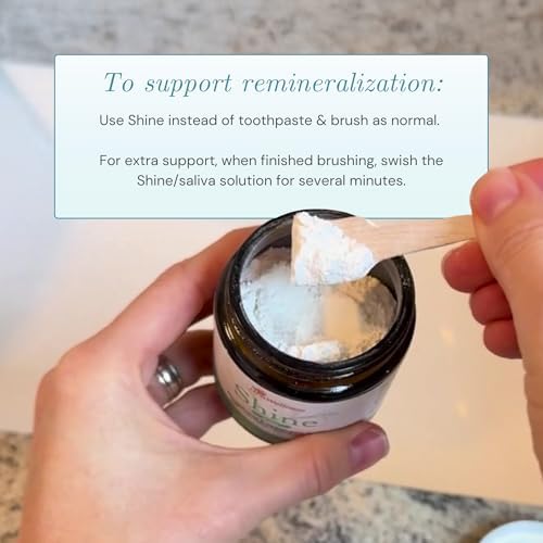 Shine Remineralizing Tooth Powder with Hydroxyapatite, Made in The USA, Fluoride Free Tooth Repair, Natural Teeth Whitening Powder, Teeth Polish & Stain Remover, Mint
