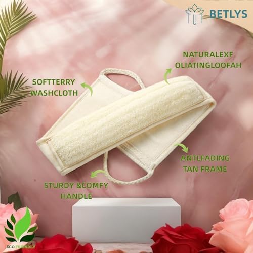 Natural Loofah Sponge Exfoliating Body Scrubber, Loofa Back Scrubber for Shower Set for Men and Women (3 Pack), Luffa Sponge Pads & Exfoliating Glove Deep Clean & Invigorate Your Skin, Yellow