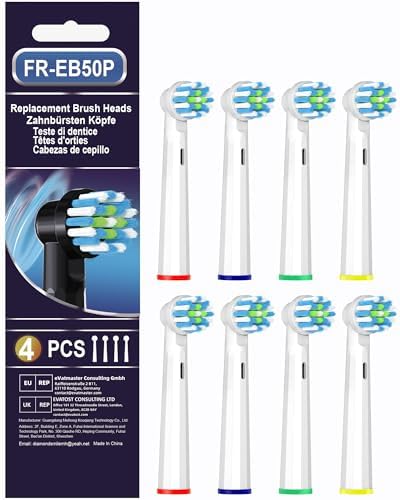 8 Pcs Replacement Heads Compatible with Braun Oral B Pro 1000/7000/9600/5000/8000, Intelligent Cleaning Brush Heads Refills for Genius X and Smart 1500 Electric Toothbrush (White)