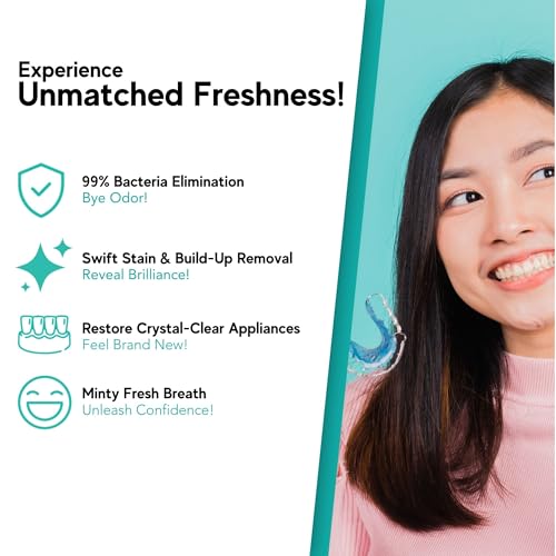 Retainer & Mouth Guard Cleaner Tablets - Mint Flavor Retainer Cleaner Tablets & Invisalign Cleaner - Denture Cleaning Tablets, Denture Cleaner, Aligners, Night Guard, Mouthguard Cleaners - 150 Count