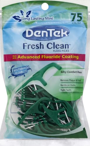 DenTek Fresh Clean Floss Picks, for Extra Tight Teeth, 75 Count (Pack of 5)